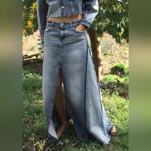 BNWT Z1975 Slit Patchwork Denim Skirt  Mid - Blue - Ref 8228/031 Size S, M